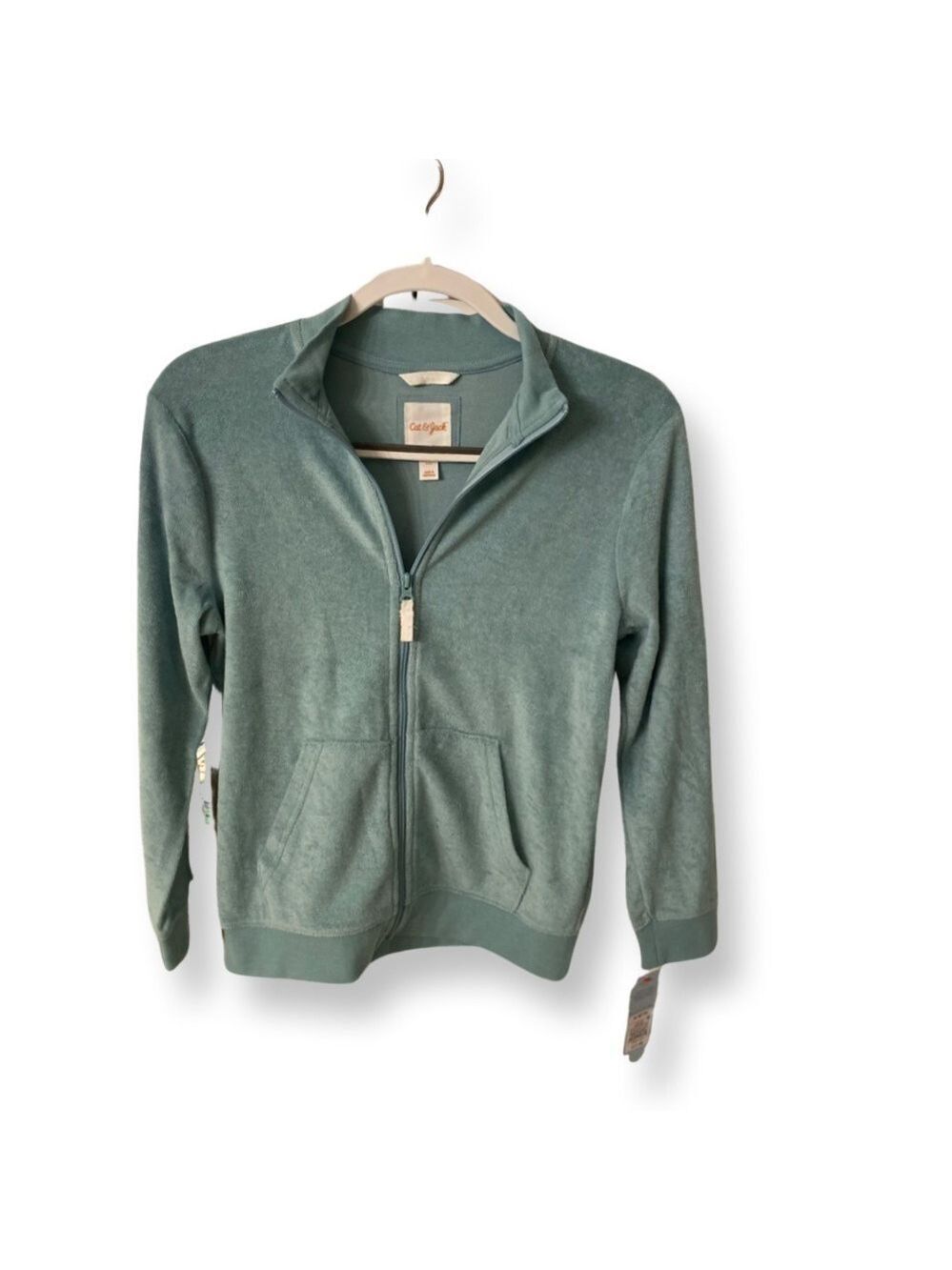 NWT Cat & Jack Girls Green Zip Up Terry Jacket Size M (8/10)